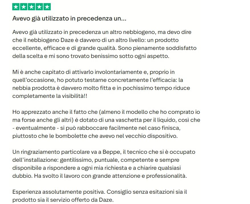 Recensioni Daze Nebbiogeni antifurto